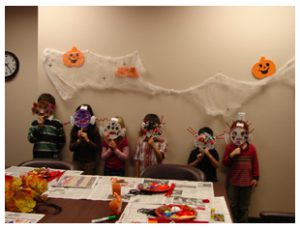 The group with their masks