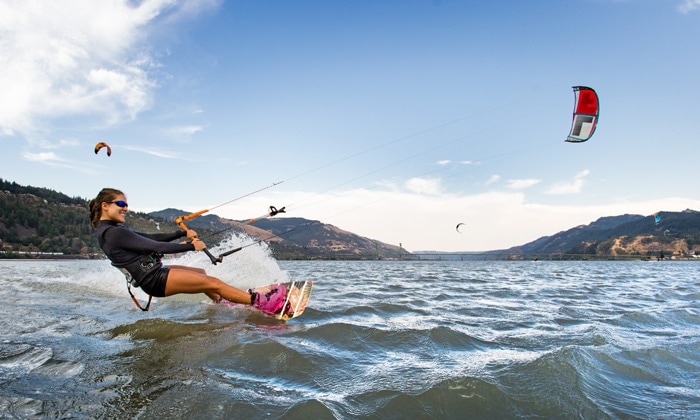 Windsurfer smiles on the Columbia River.