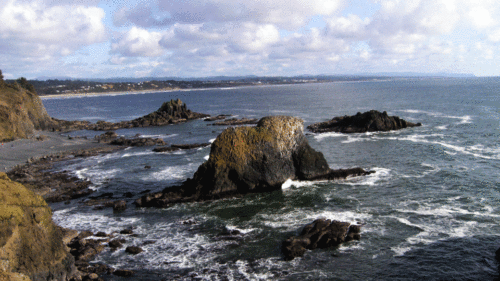 Taking in the the rugged beauty of the Oregon Coast from Yaquina Head  Outstanding Natural Area.