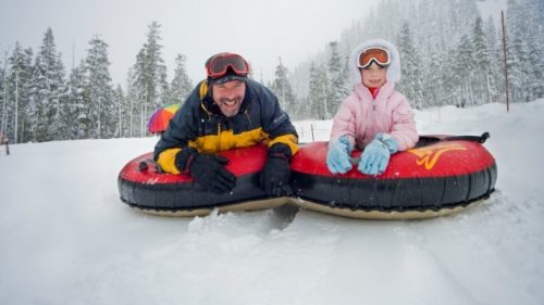 Adrenalin junkies of any age can shoot down a thrilling mountainside at Hoodoo Mountain Resort‘s Autobahn snowtubing park.