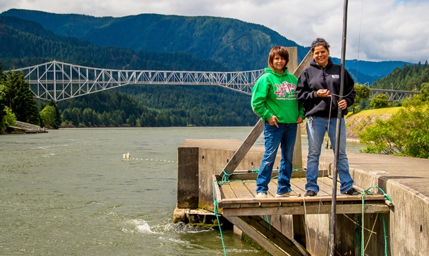 Members of the Confederated Tribes of the Umatilla, sisters Kim Brigham-Campbell and Terrie Brigham own a fish market in Cascade Locks. (Photography by Susan Seubert)