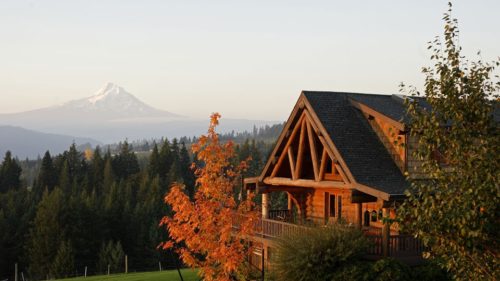 Sakura Ridge property with view of Mt. Hood and fall foliage