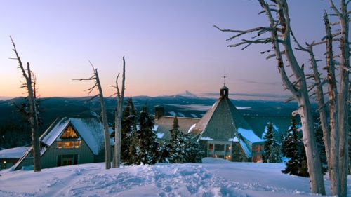 Perched on the southeast flank of Mt. Hood, Timberline Lodge celebrates more than 75 years of mountain culture. (Photo credit: Paul White / Alamy Stock Photo)