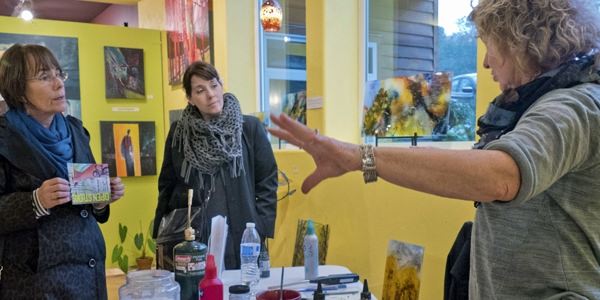 Glass artist Ann Cavanaugh shares her fused glass technique at DragonFire Gallery.