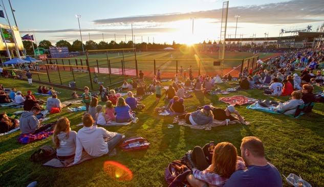 Baseball fans watching Hillsboro Hops vs Eugene Emeralds in summer 2016