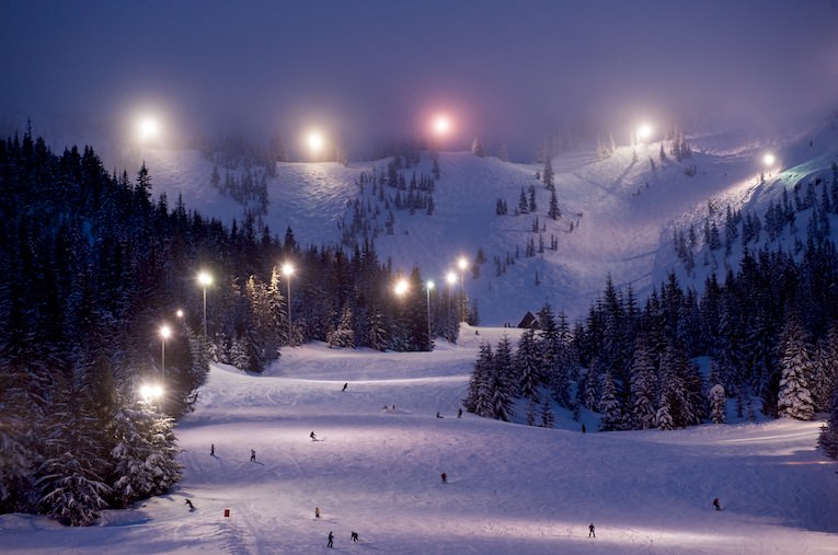 Skiing Mountains Night