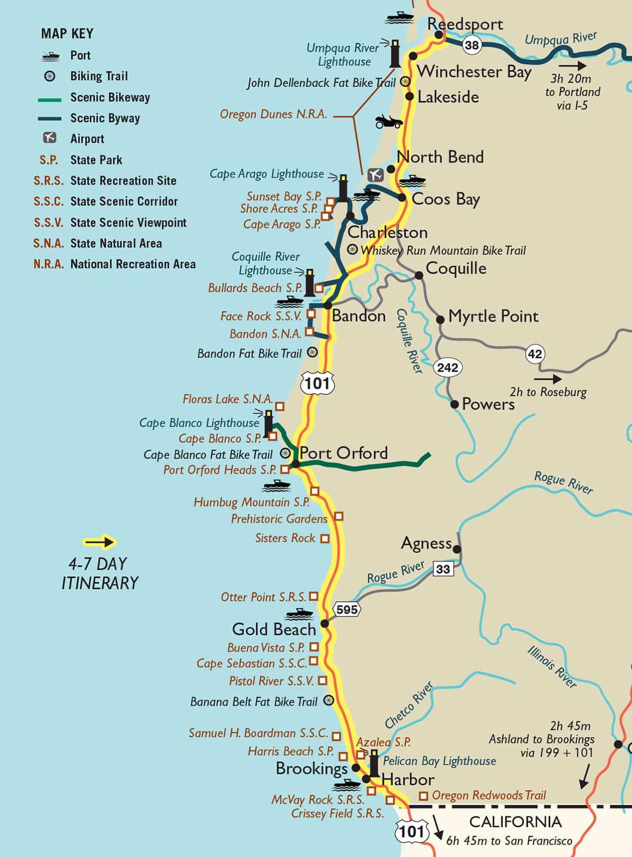 Map of Southern Oregon Coast