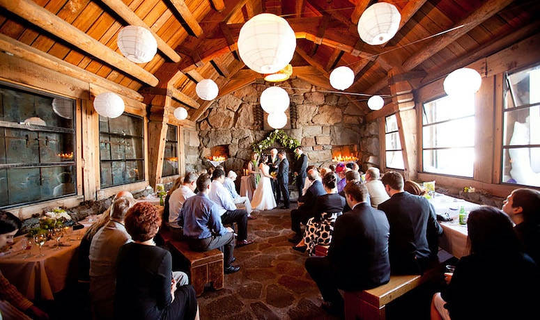 An inddoor wedding at Silcox Hut.