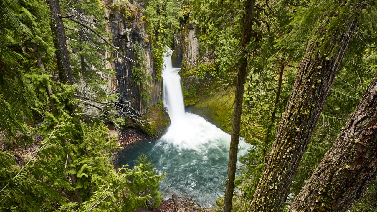 From the observation deck, one can witness the majesty of the two-tiered Tokette Falls.