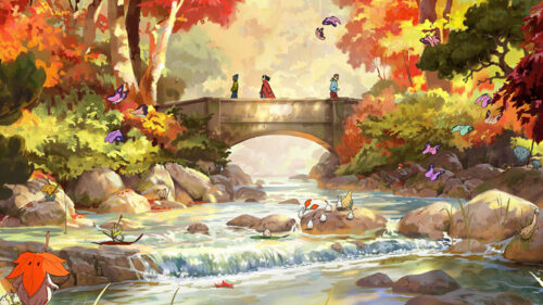 Illustration of Lithia Park in Ashland in the fall