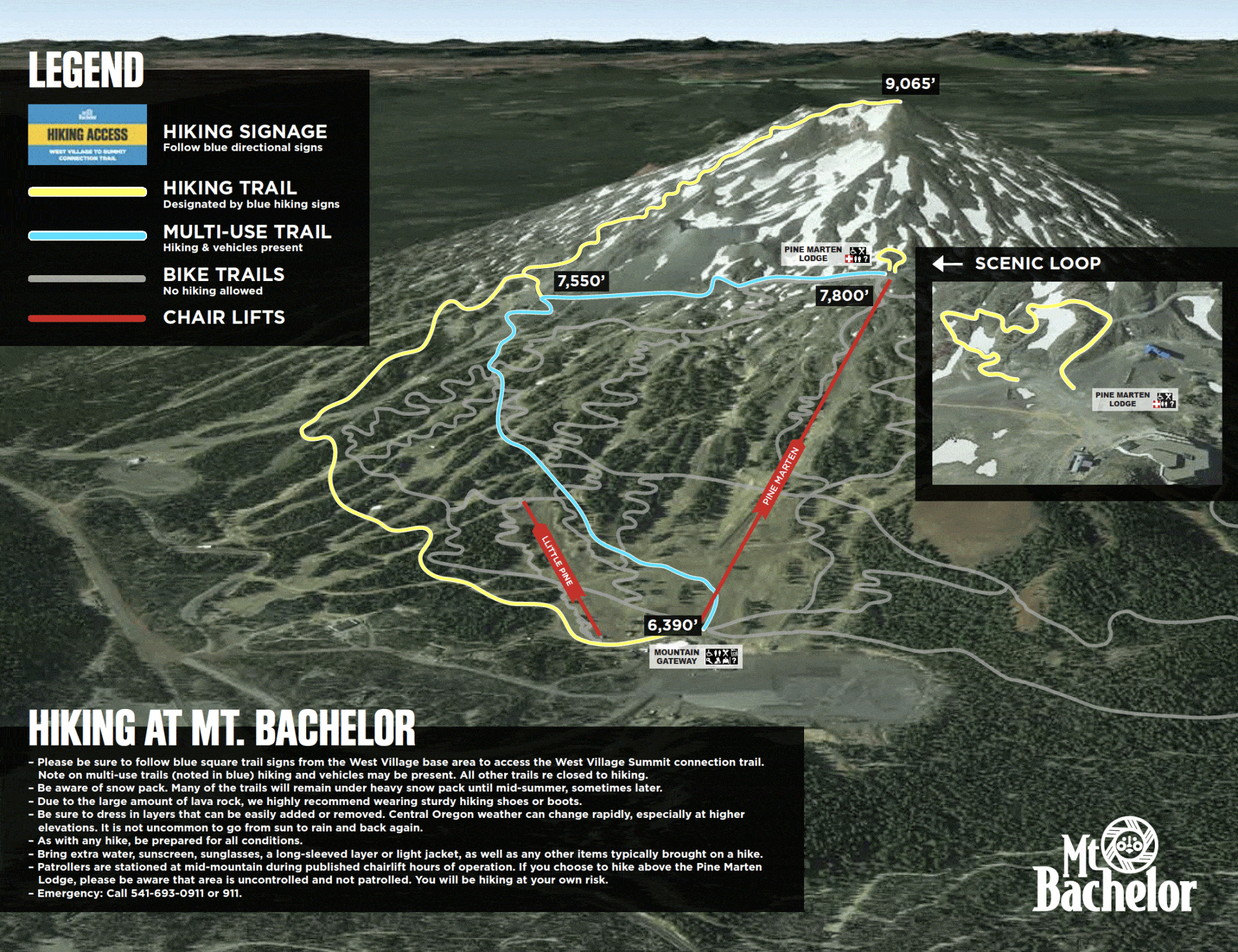 Mt. Bachelor Hiking Map