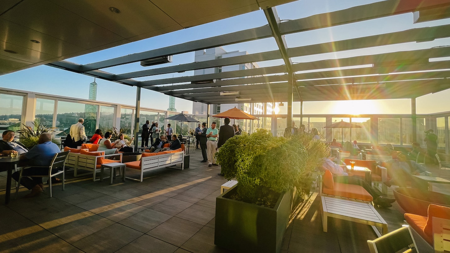 Sunny rooftop restaurant space