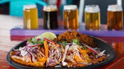 Tacos and beer flight at Xicha Brewing in Salem
