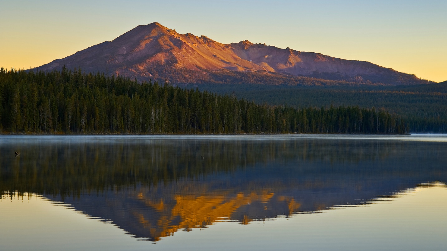 A mountain reflected in a lake