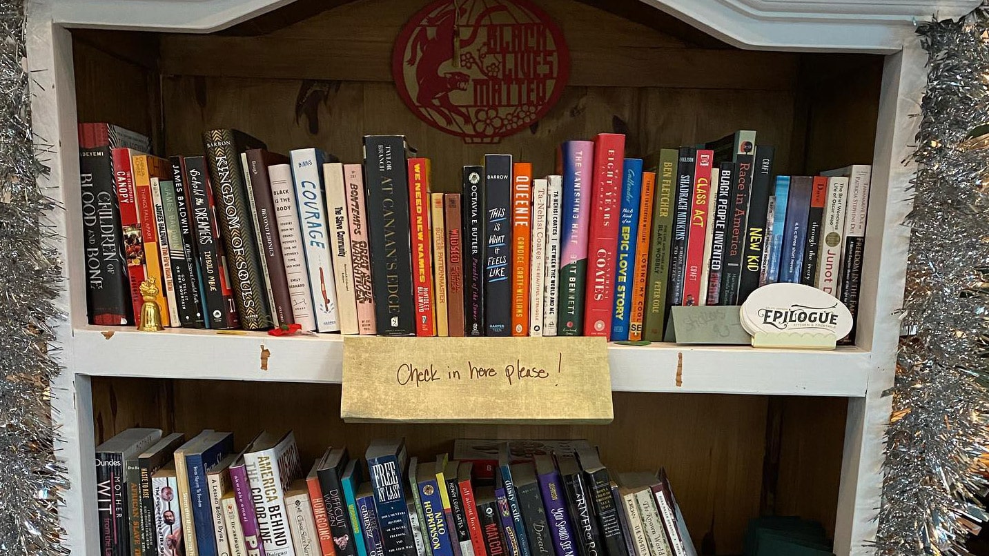 A shelf of books.