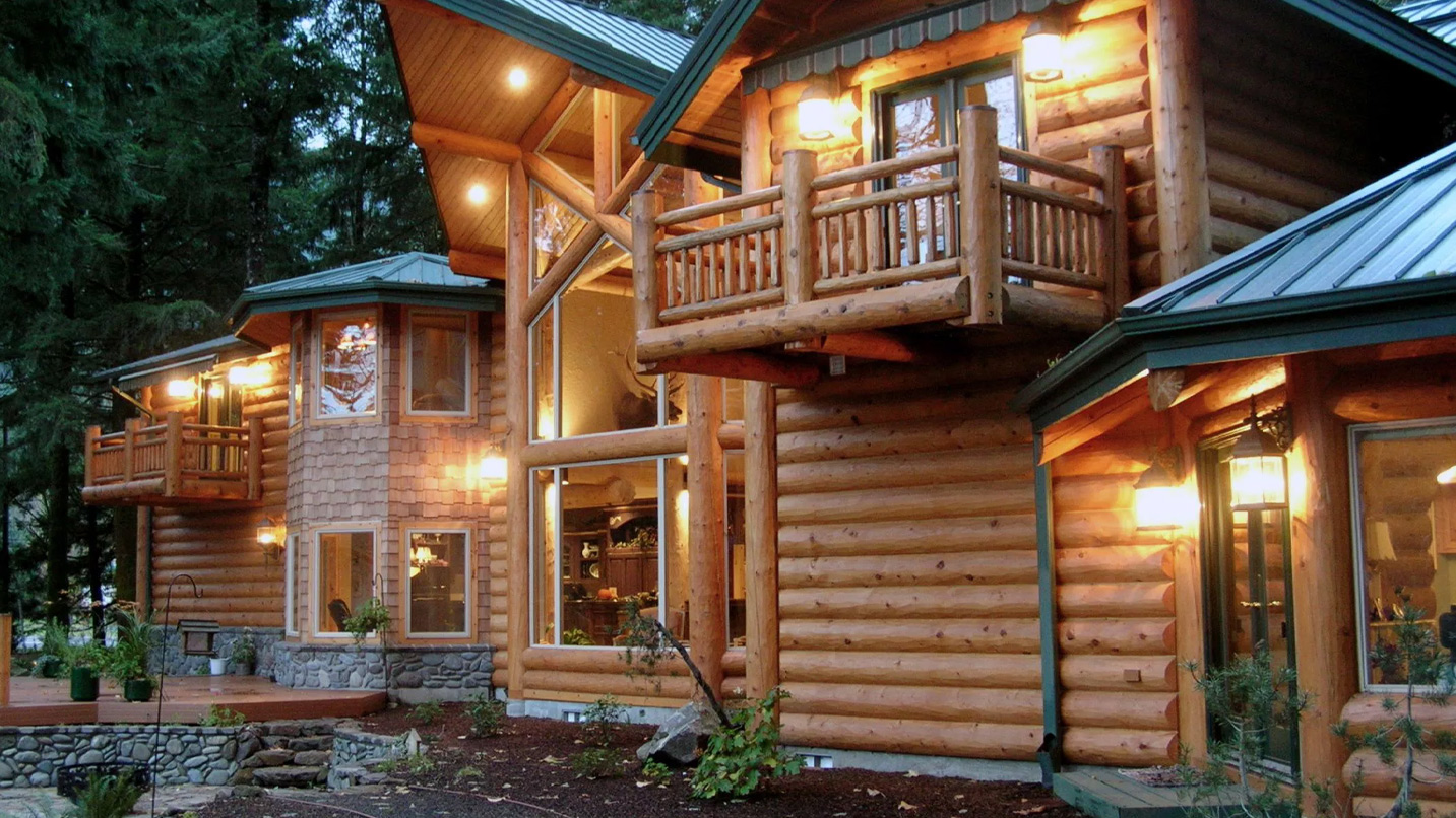A large log cabin in Sandy.