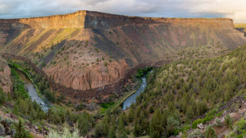 Panoramic view of the supervolcano and river running through.