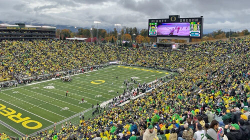 A packed Autzen Stadium during a gameday at the University of Oregon. Go Ducks!