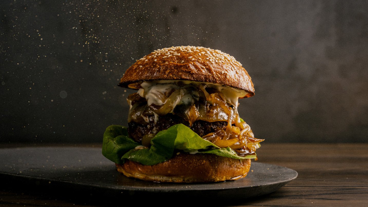 Gold dust sprinkled on a hamburger.
