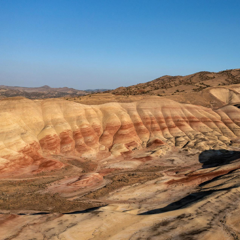 Colorful rolling hills.