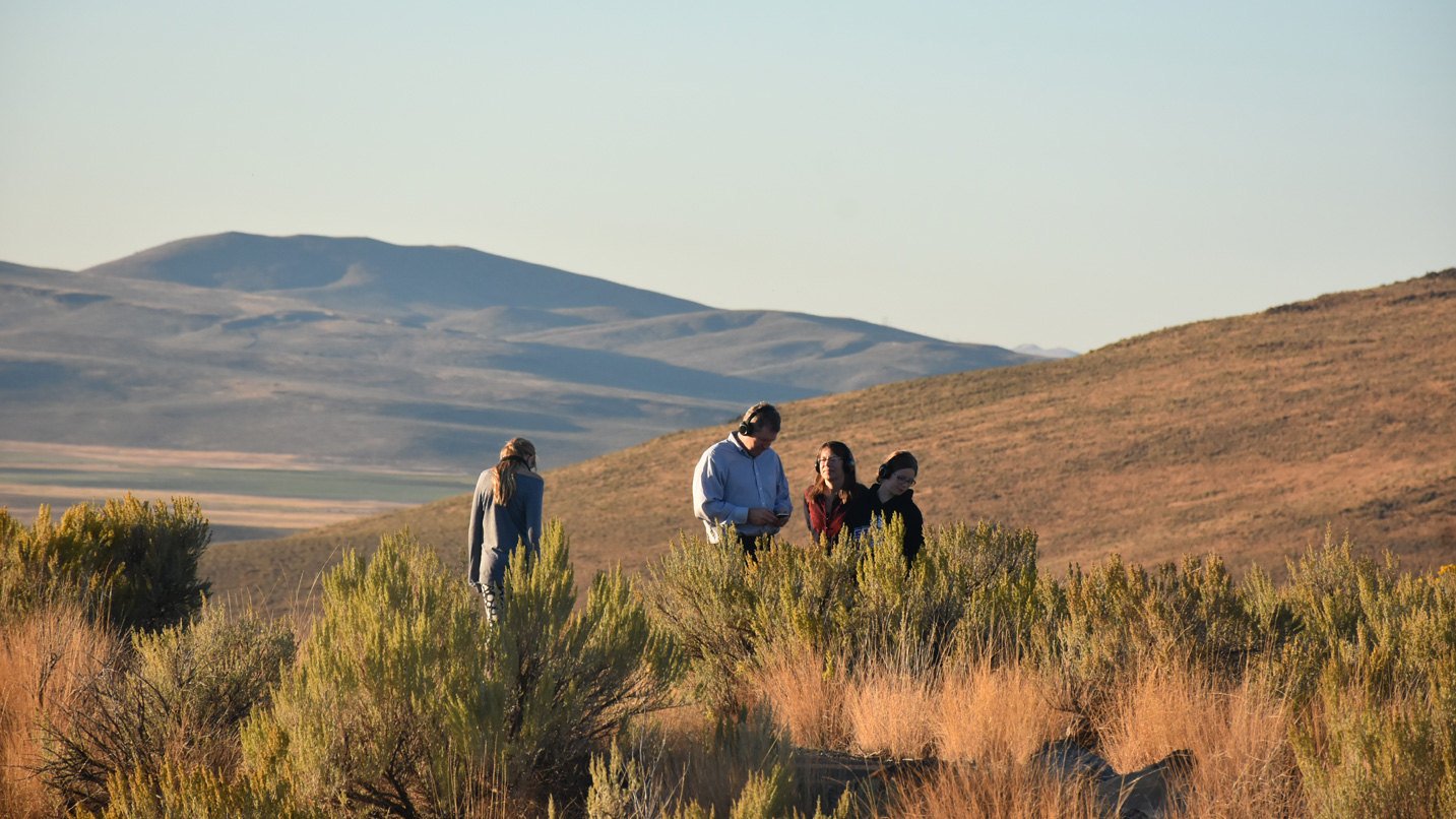 A group of people hiking.