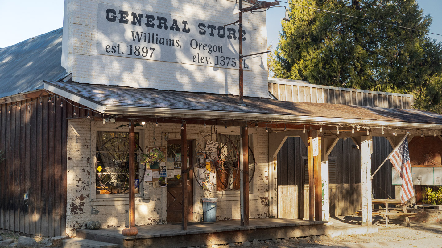 A historic wooden building.