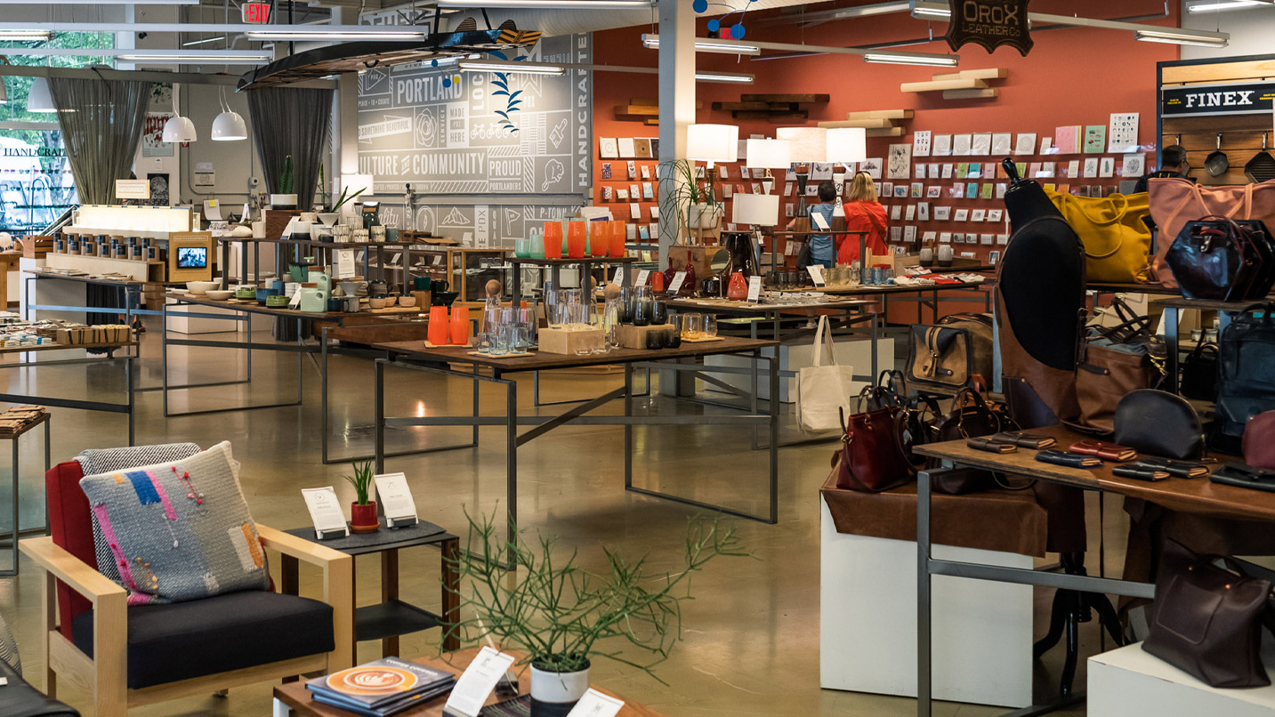Interior of a boutique home goods shop.