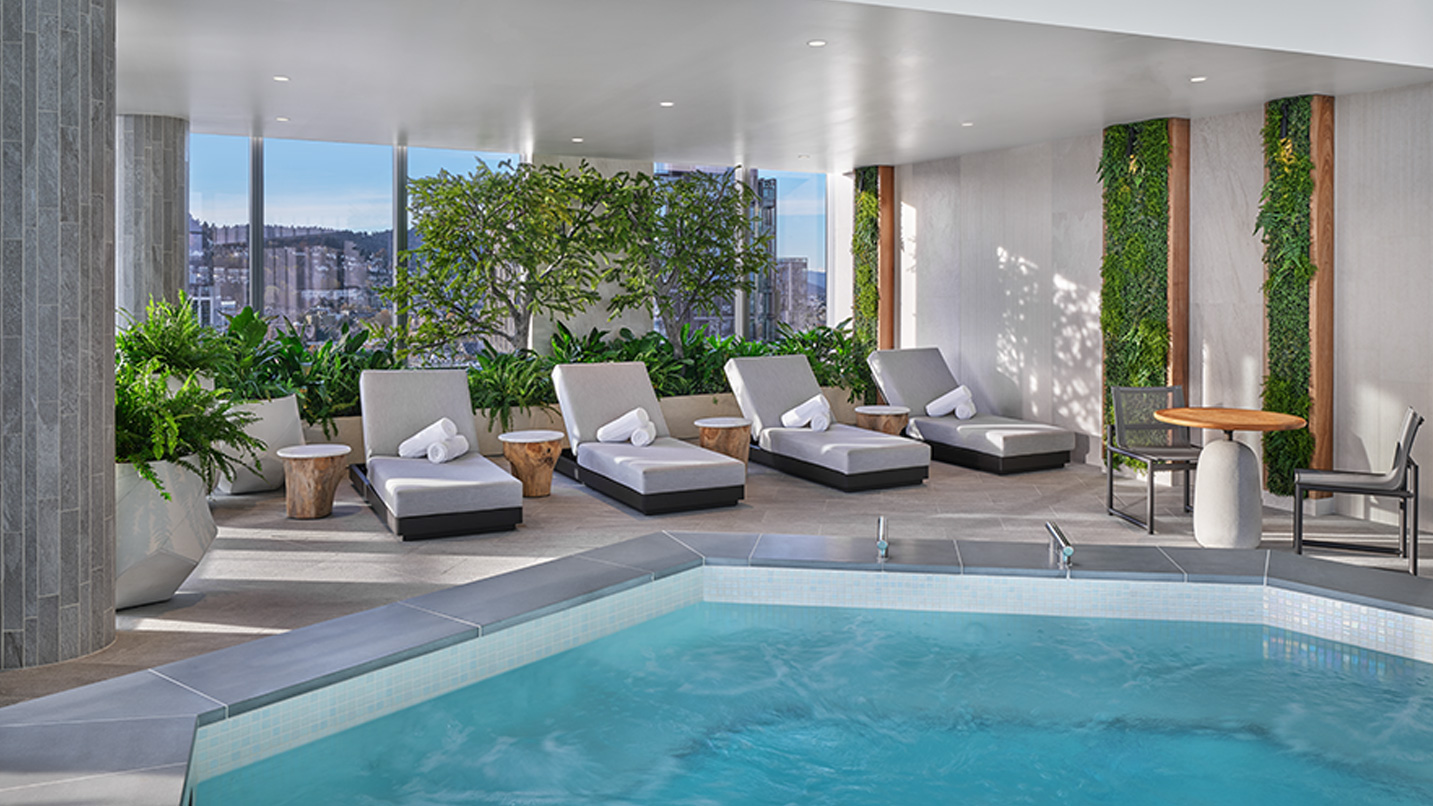 A luxury indoor pool area.