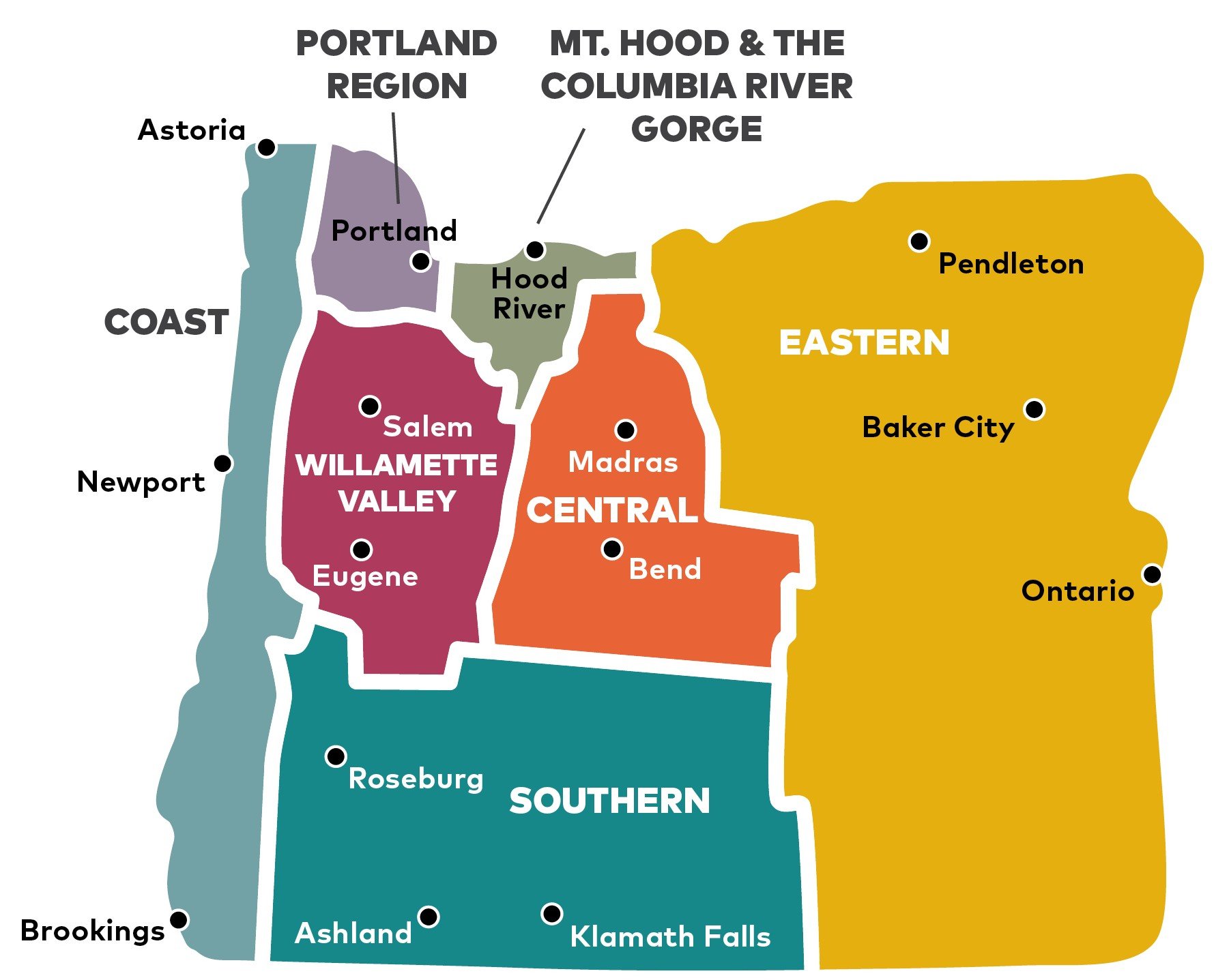 Regional map with key cities