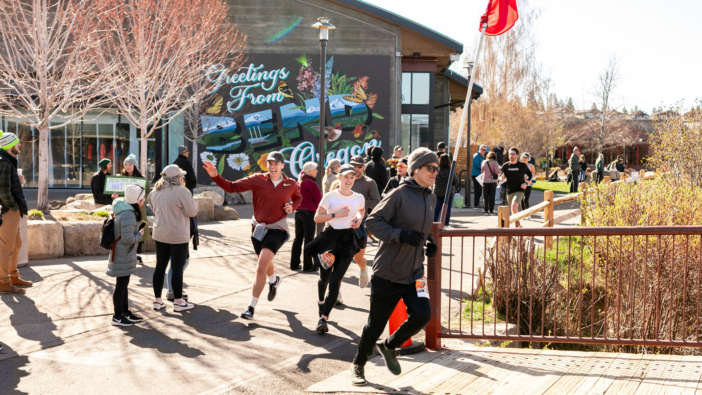 Marathon runners running through Bend.