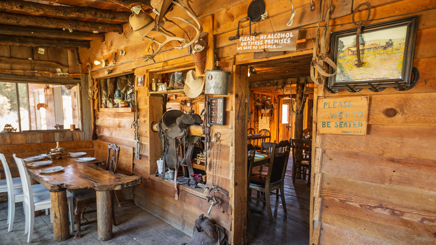 A rustic, homey restaurant interior.