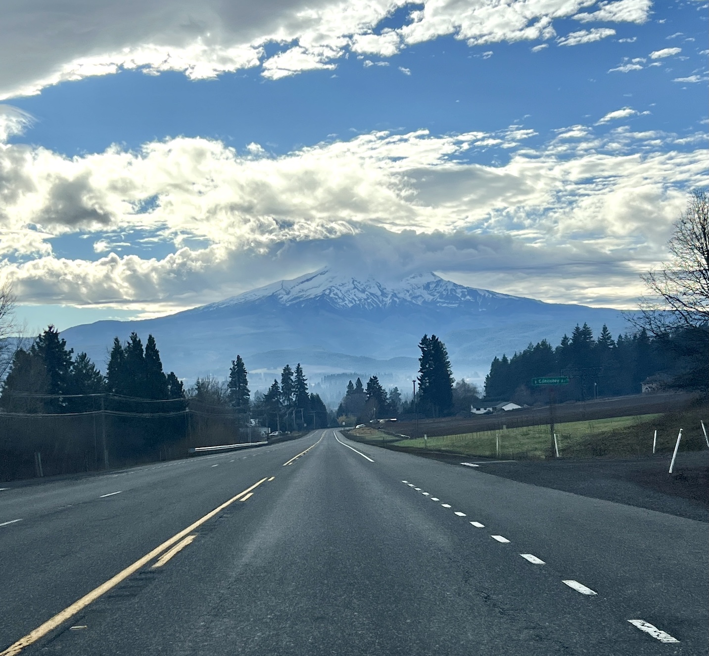 A sunny day on the road to Mt. Hood.