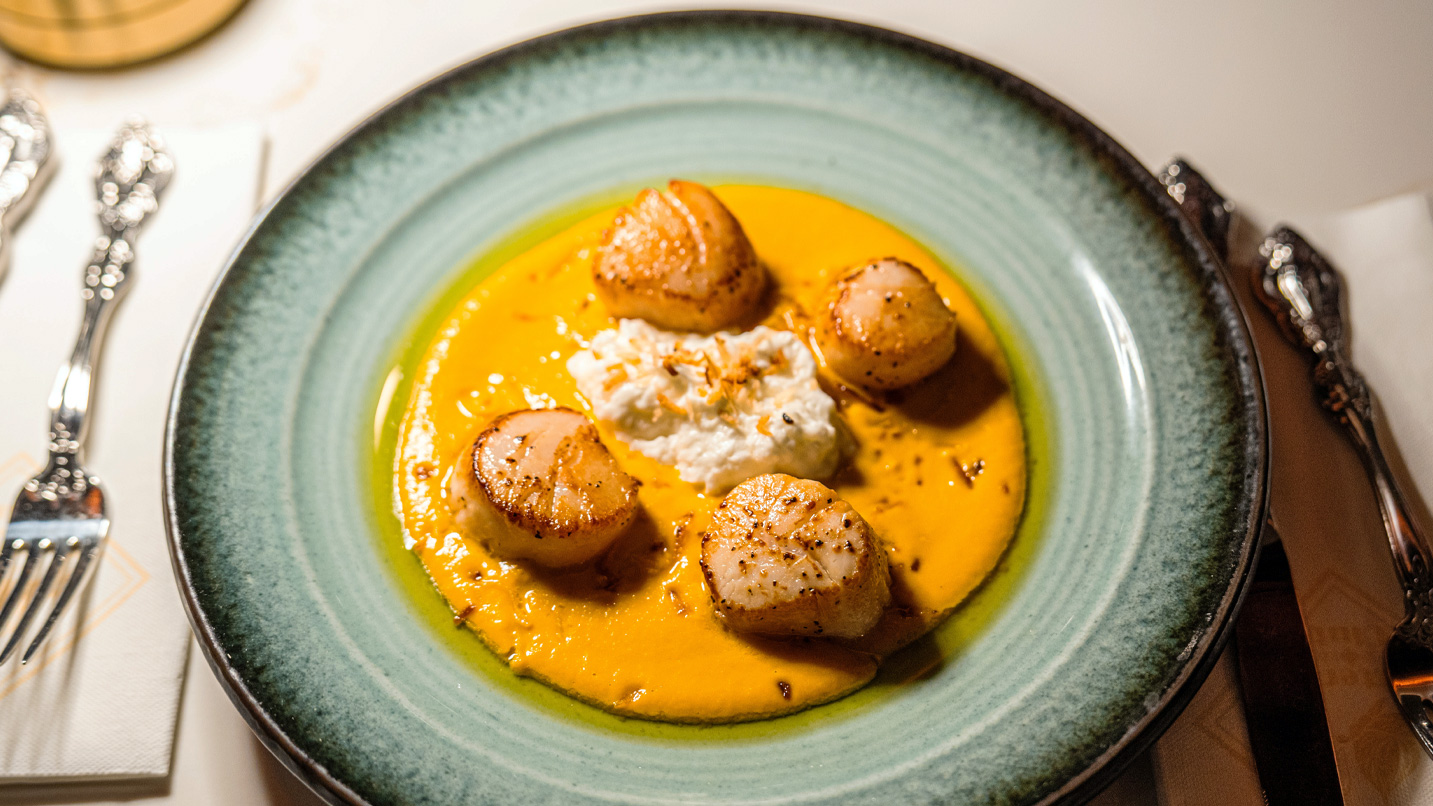 A plate of food on a table.