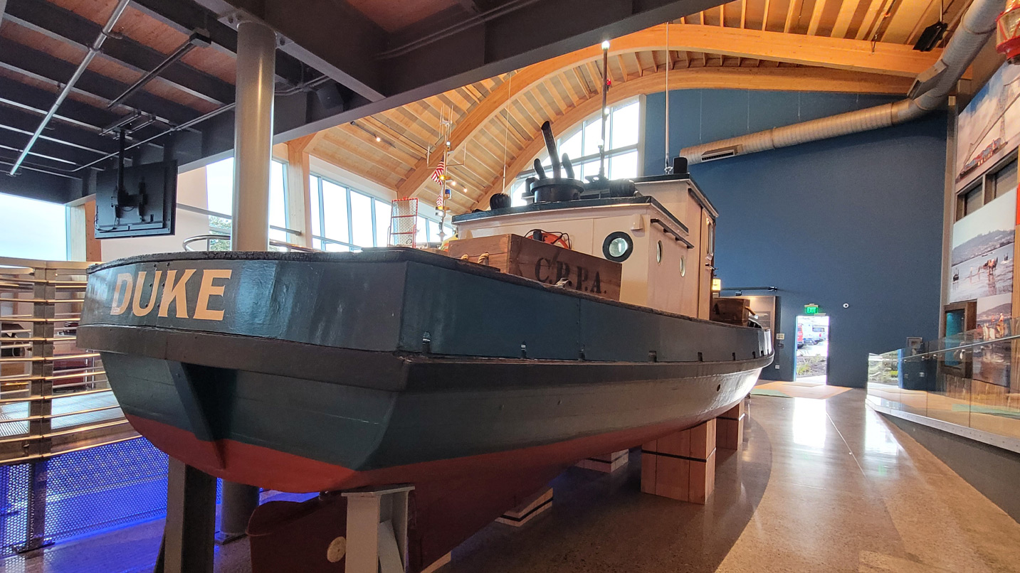 A boat inside of a museum.